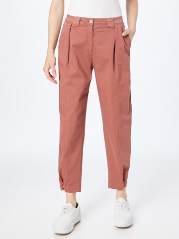 BRAX Tapered Pleat-Front Pants 'MELO' in Brown: front