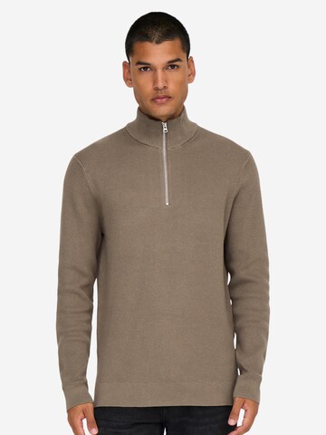 Only & Sons Sweatshirt 'Phil' in Brown