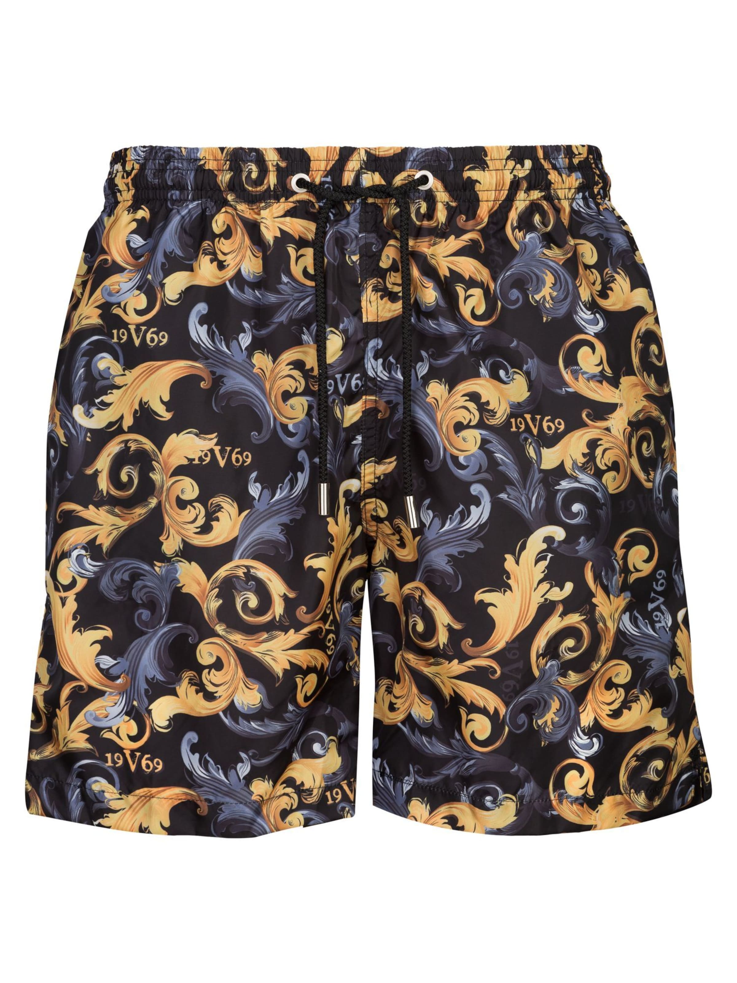 19V69 ITALIA Badeshorts 'Siro New Baroque' in Schwarz: Vorderseite