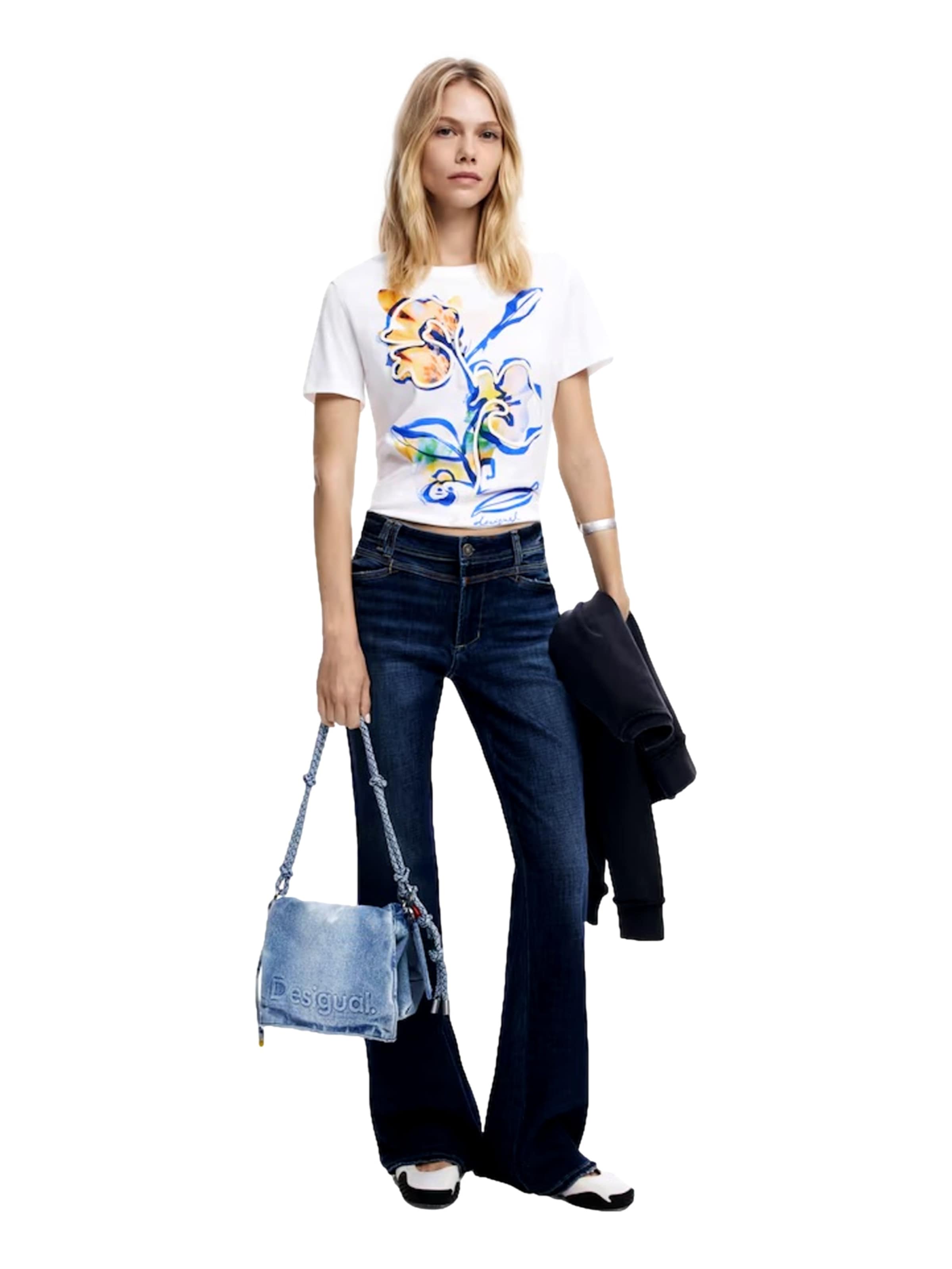 zils Desigual Rokassomiņa 'Half Logo Denim': no priekšpuses