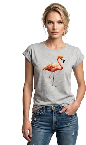 MAKAYA Shirt 'Flamingo' in Grey: front