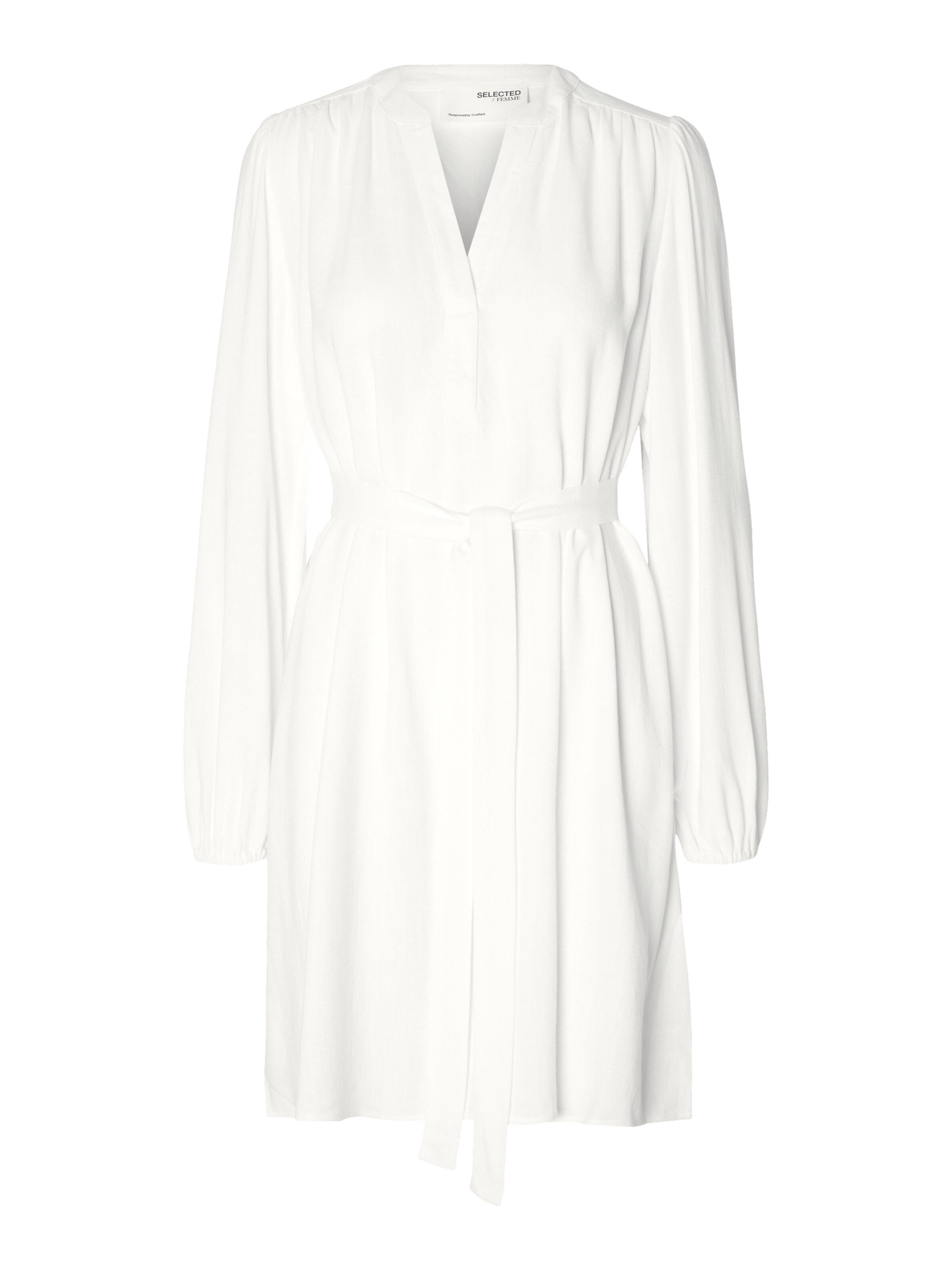 SELECTED - Vestido camisero 'Viva' en blanco: frente