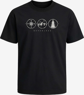 Neverless Shirt 'Outdoor Kompass' in Schwarz: Vorderseite