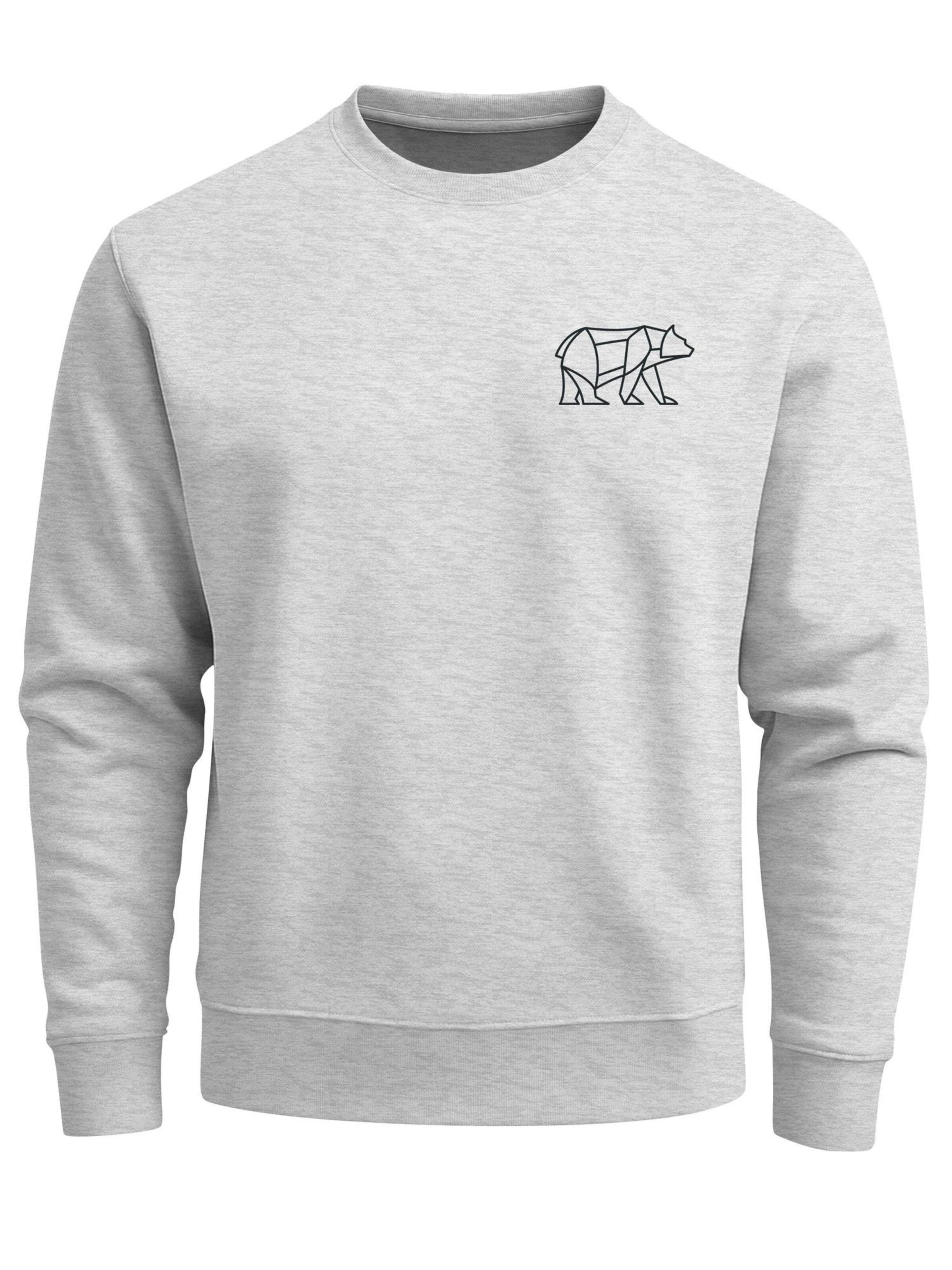 Neverless Sweatshirt 'Bär Lineart Polygon' in Grey: front