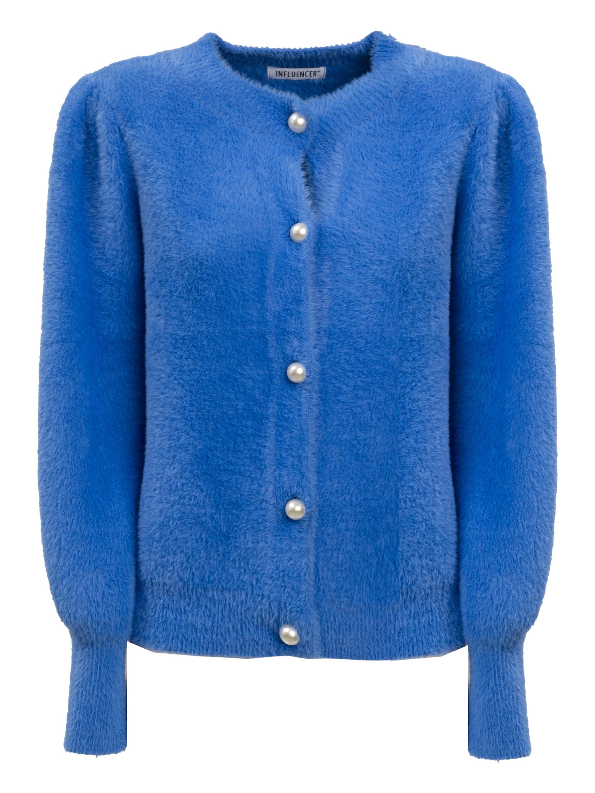 Influencer Strickjacke in Blau: Vorderseite