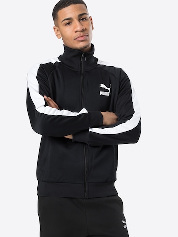 PUMA Zip-Up Hoodie 'Iconic T7' in Black: front