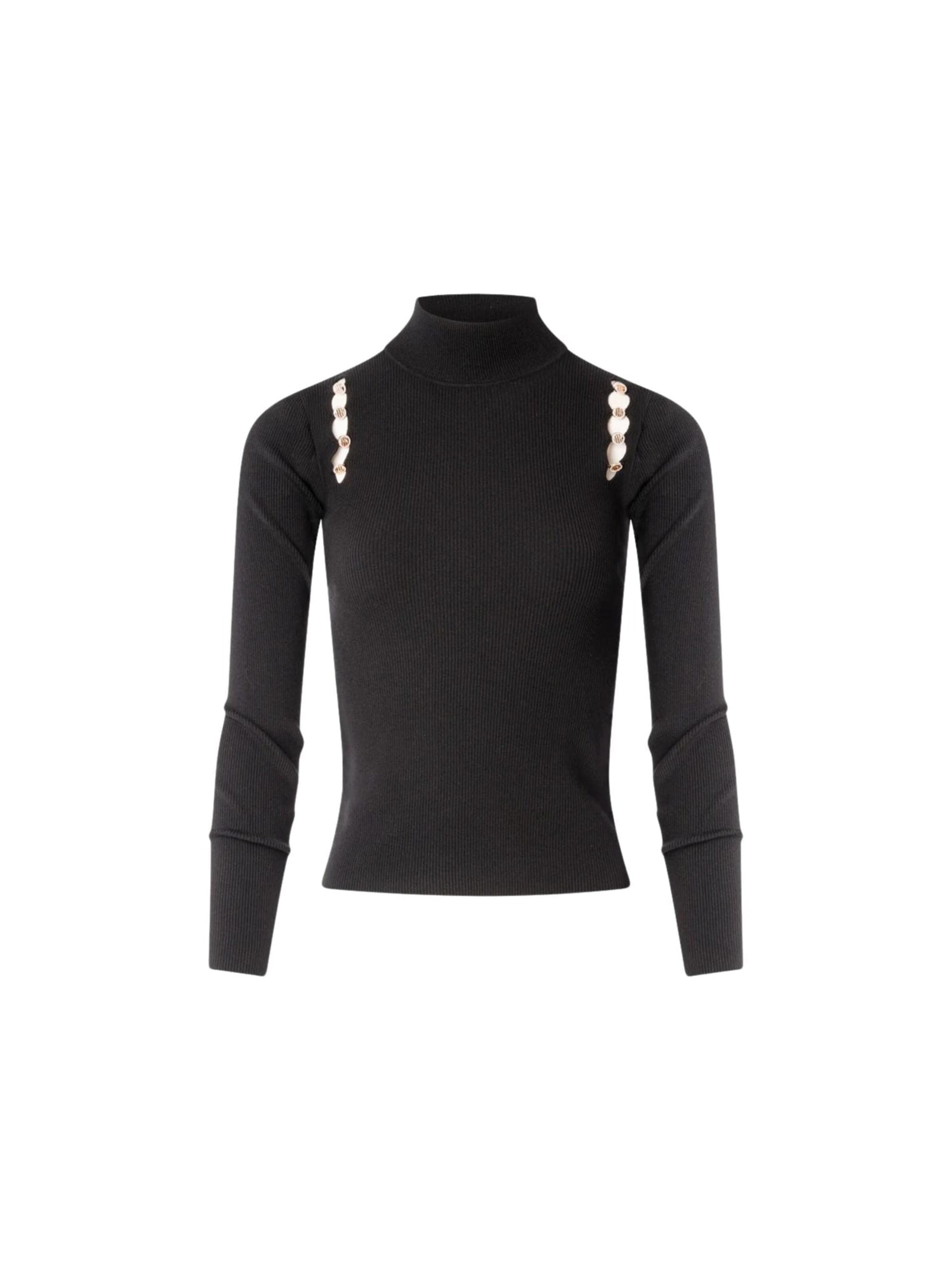 Fracomina Sweater 'Slim-fit turtleneck sweater with cut-out details' in Black: front