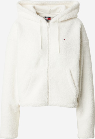 Tommy Jeans Fleecetakki värissä valkoinen: etupuoli