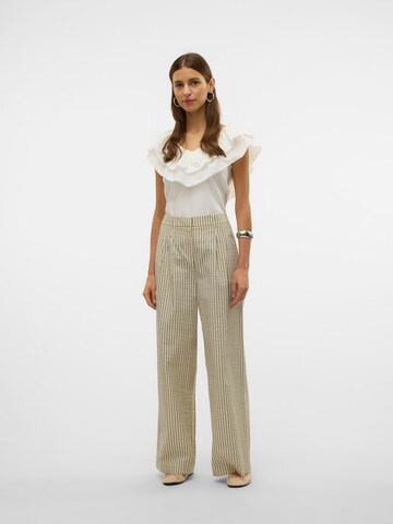 VERO MODA Wide leg Pleat-Front Pants 'VMSIV' in Green