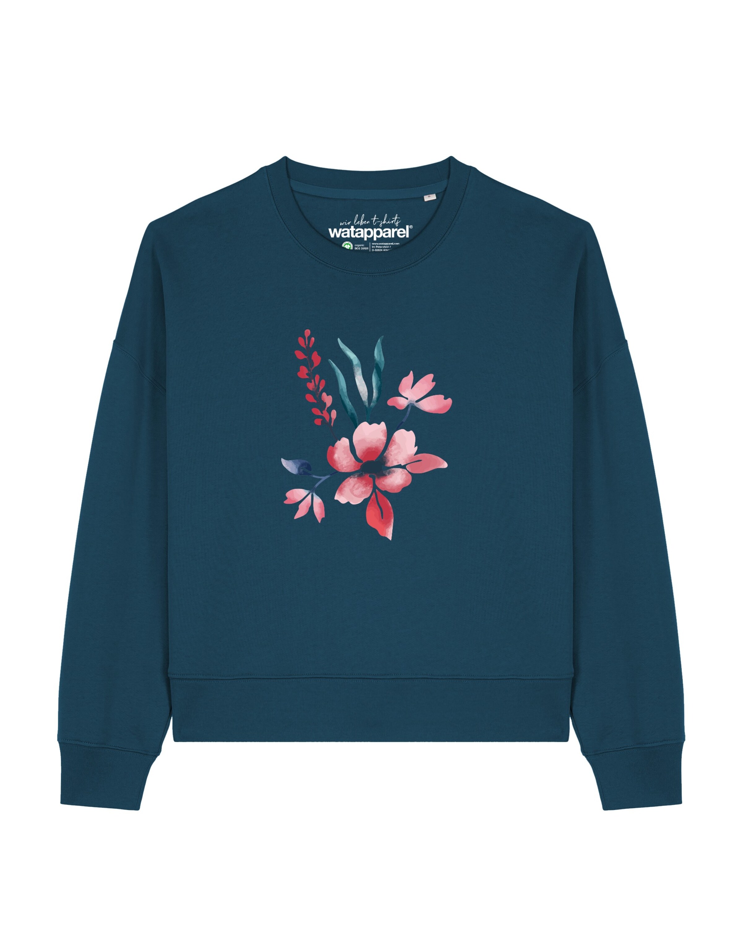 Watapparel Sweatshirt 'Blume in Wasserfarbe 01' in Green: front