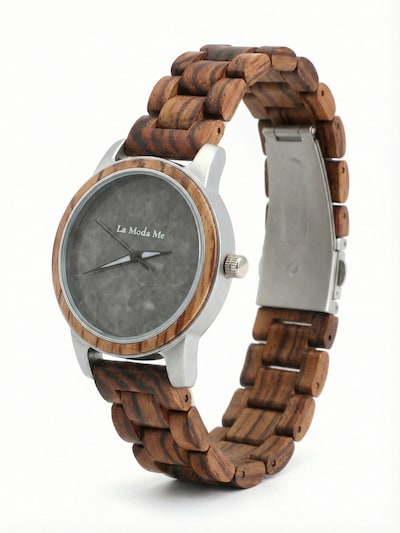 Orologio analogico 'Horizon - Eco-Friendly Walnut Wooden Timepiece' La Moda Me di colore ruggine, Visualizzazione prodotti