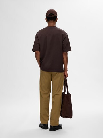 SELECTED T-Shirt 'SLHOscar' in Braun