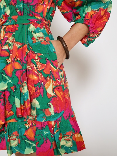 Rochie 'Thilda' pe 34 minus pe verde stuf / portocaliu / roz / roșu, Vizualizare produs