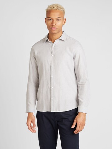 QS Regular fit Button Up Shirt in Grey: front