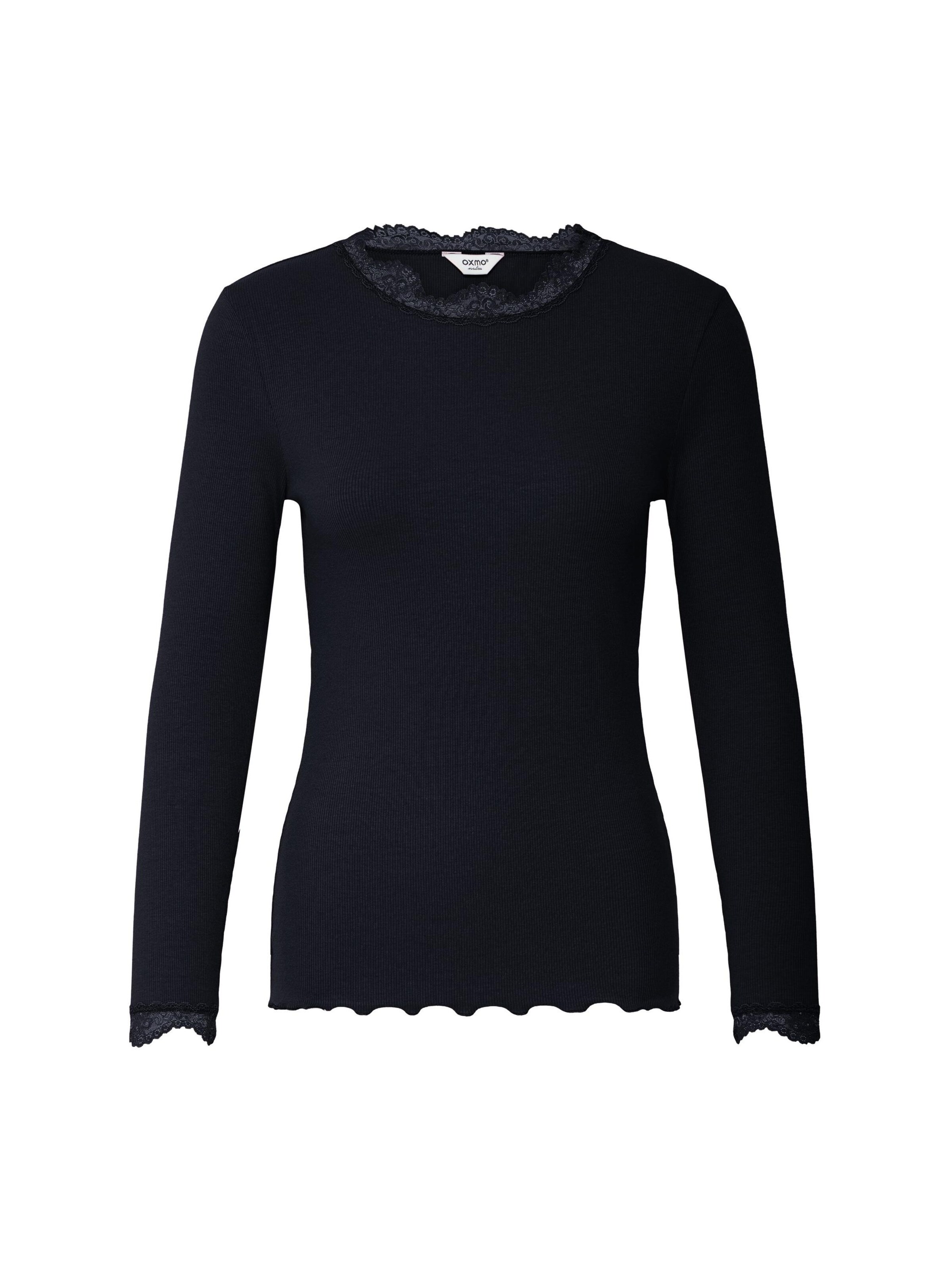 Oxmo Langarmshirt ' OXNSuna Lace ' in grau, Produktansicht