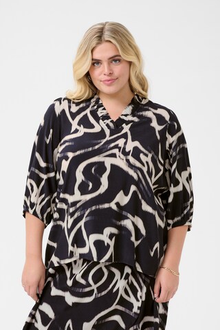 KAFFE CURVE Blouse 'MAREN FRILL' in Black: front