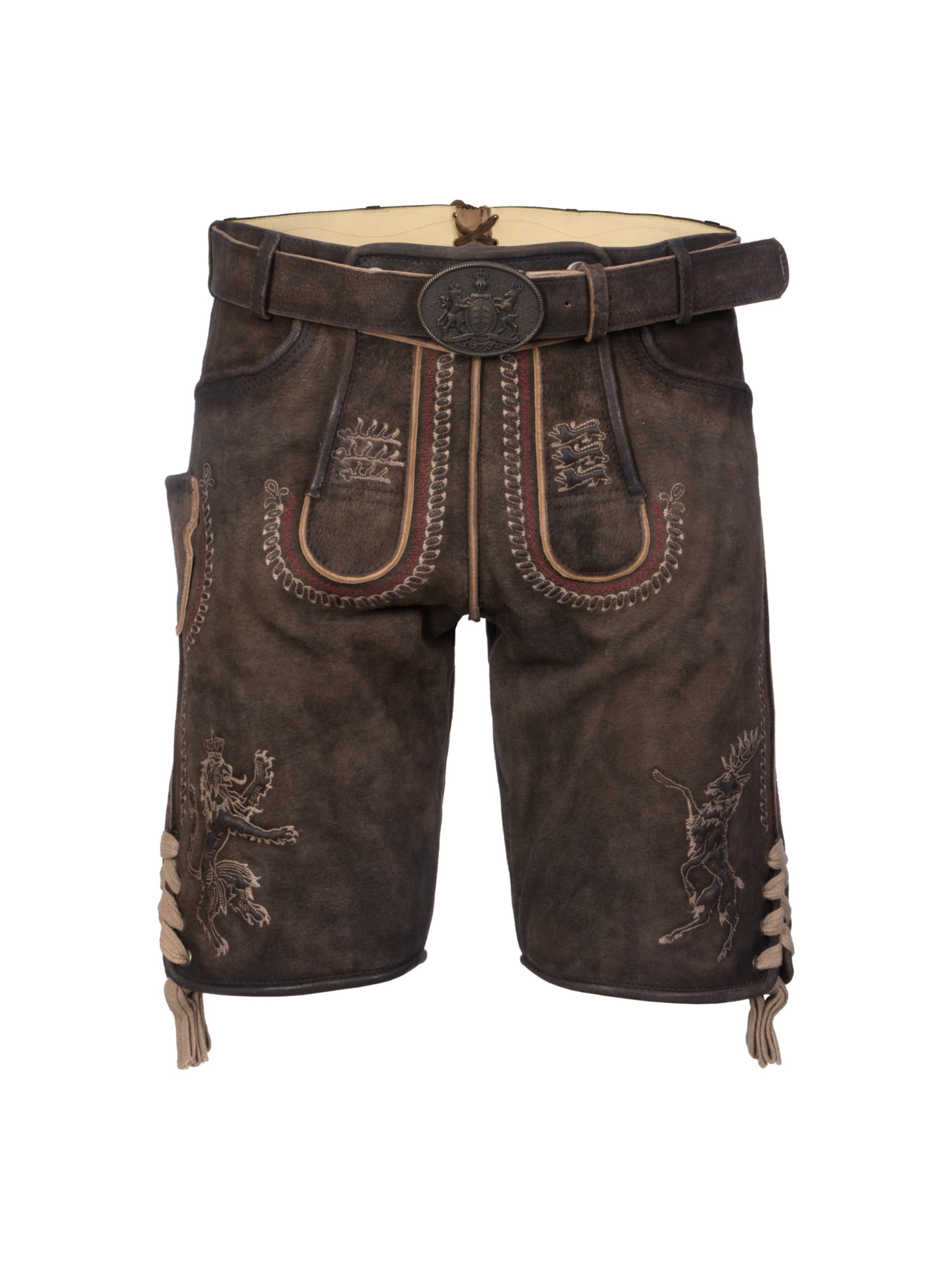 Regular Pantalon folklorique 'Furchtlos und Treu 3' Krüger Buam en marron : devant