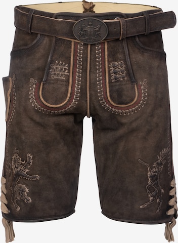 Regular Pantalon folklorique 'Furchtlos und Treu 3' Krüger Buam en marron : devant