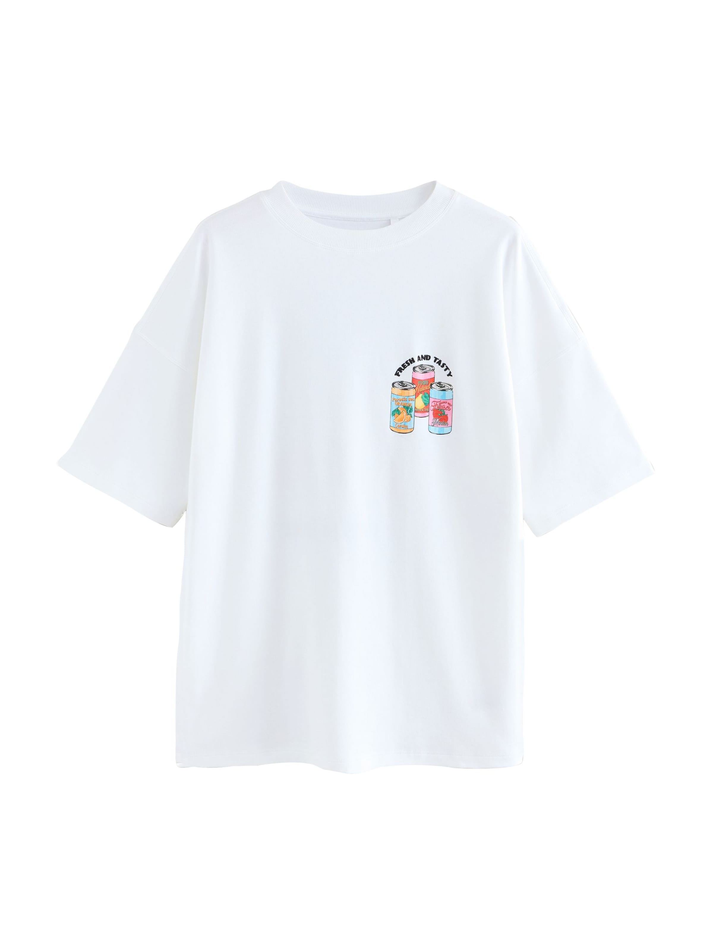 Tricou 'Canned Drinks' de la Next pe alb: față