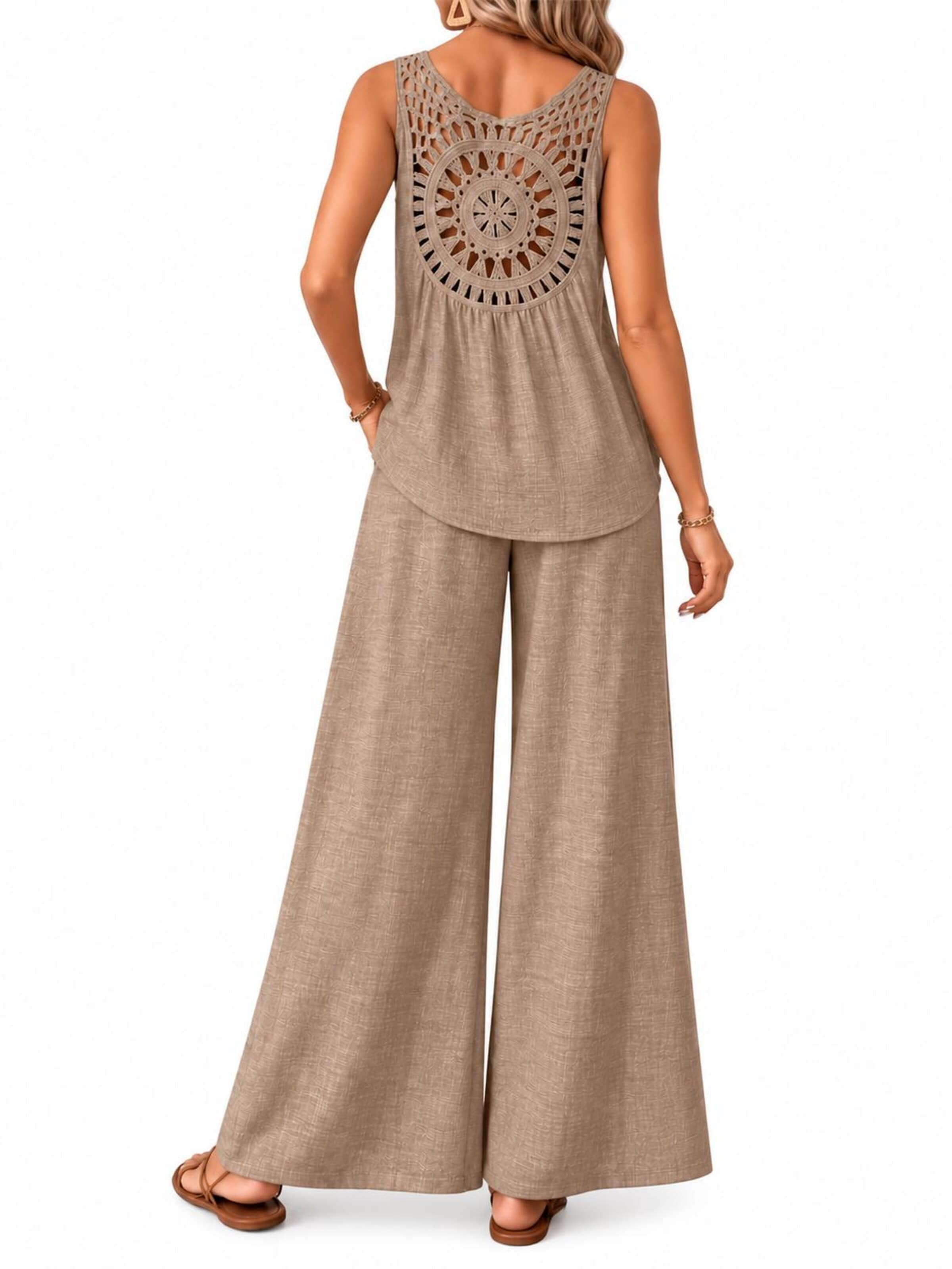 SPORTS36.NL Dress 'Women's Sleeveless Linen-Blend 2-Piece Set' in Grey
