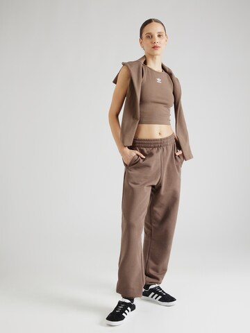 ADIDAS ORIGINALS Tapered Trousers 'Essentials Fleece' in Brown