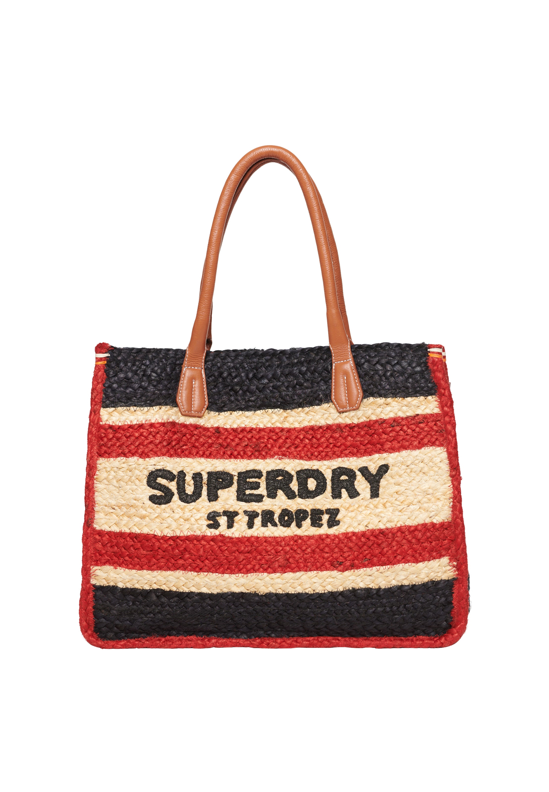 Superdry Cabas en crème / marron châtaigne / rouge vif / noir, Vue avec produit