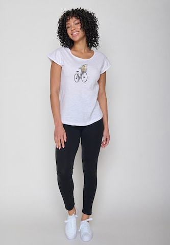 Maglietta 'Bike Cats Basket' di GREENBOMB in bianco