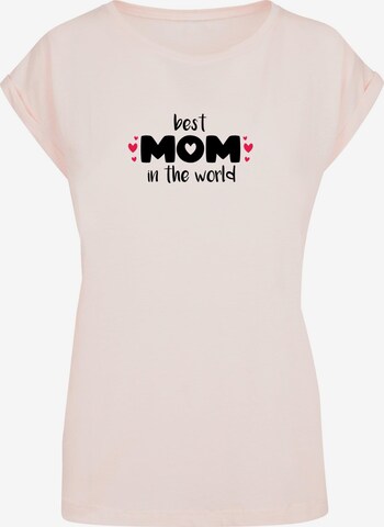 Merchcode Shirt 'Mothers Day - Best Mom In The World' in Roze: voorkant