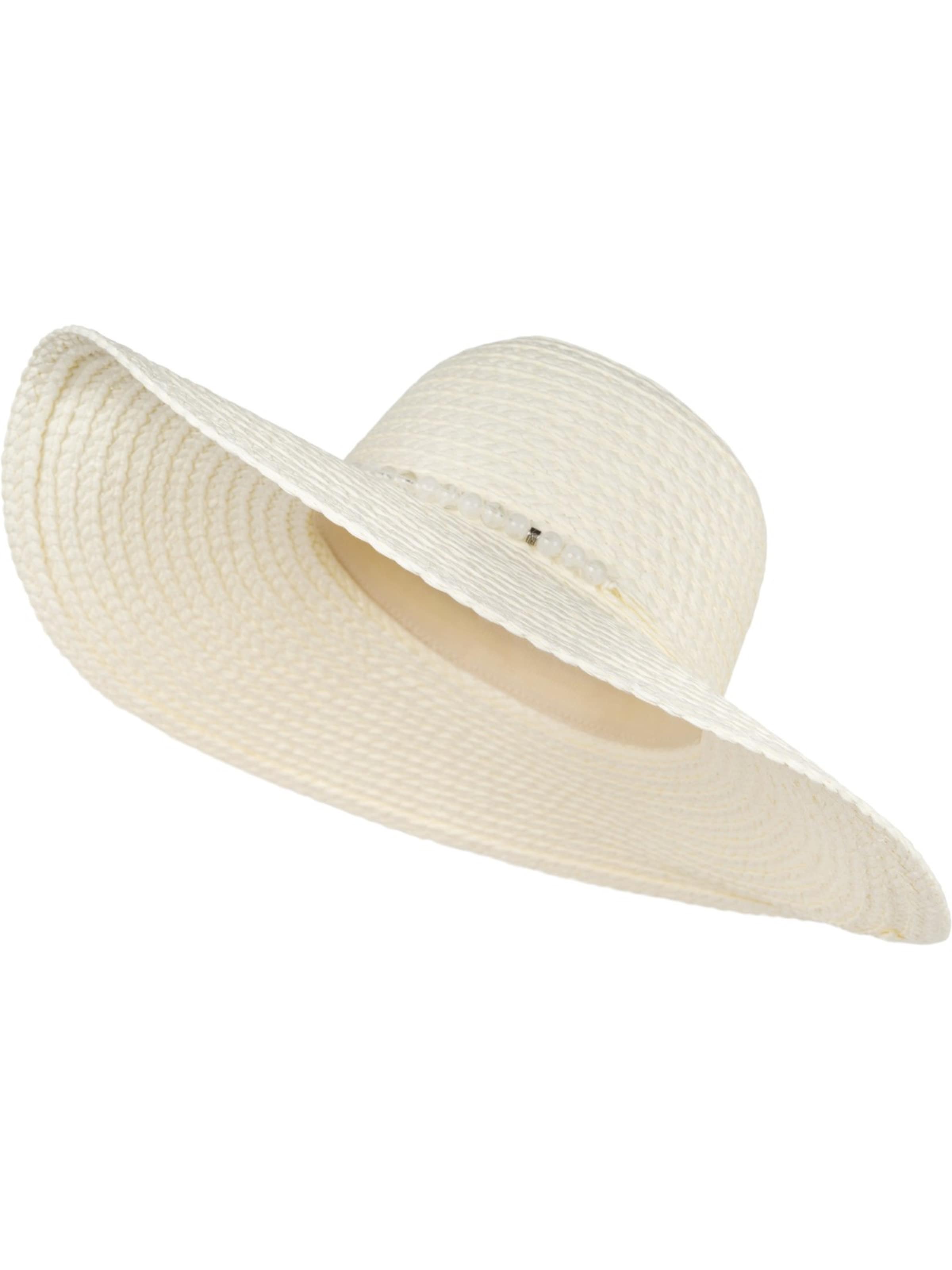 styleBREAKER Hut 'Papierstroh Sonnenhut Perlen Hutband'‌‌‌‌‌‌‌‌‌‌ in creme, Produktansicht