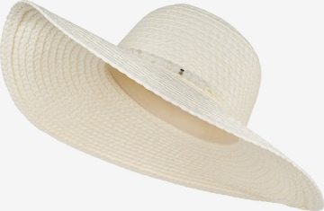 styleBREAKER Hut 'Papierstroh Sonnenhut Perlen Hutband' in Beige: Vorderseite