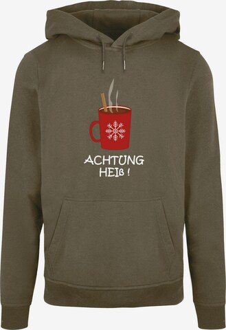Merchcode Sweatshirt 'Achtung Heiss' in Grün: predná strana