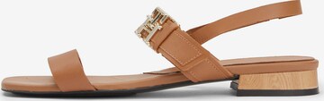TOMMY HILFIGER Páskové sandály – hnědá: přední strana