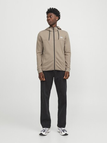 JACK & JONES Zip-Up Hoodie 'Air' in Beige