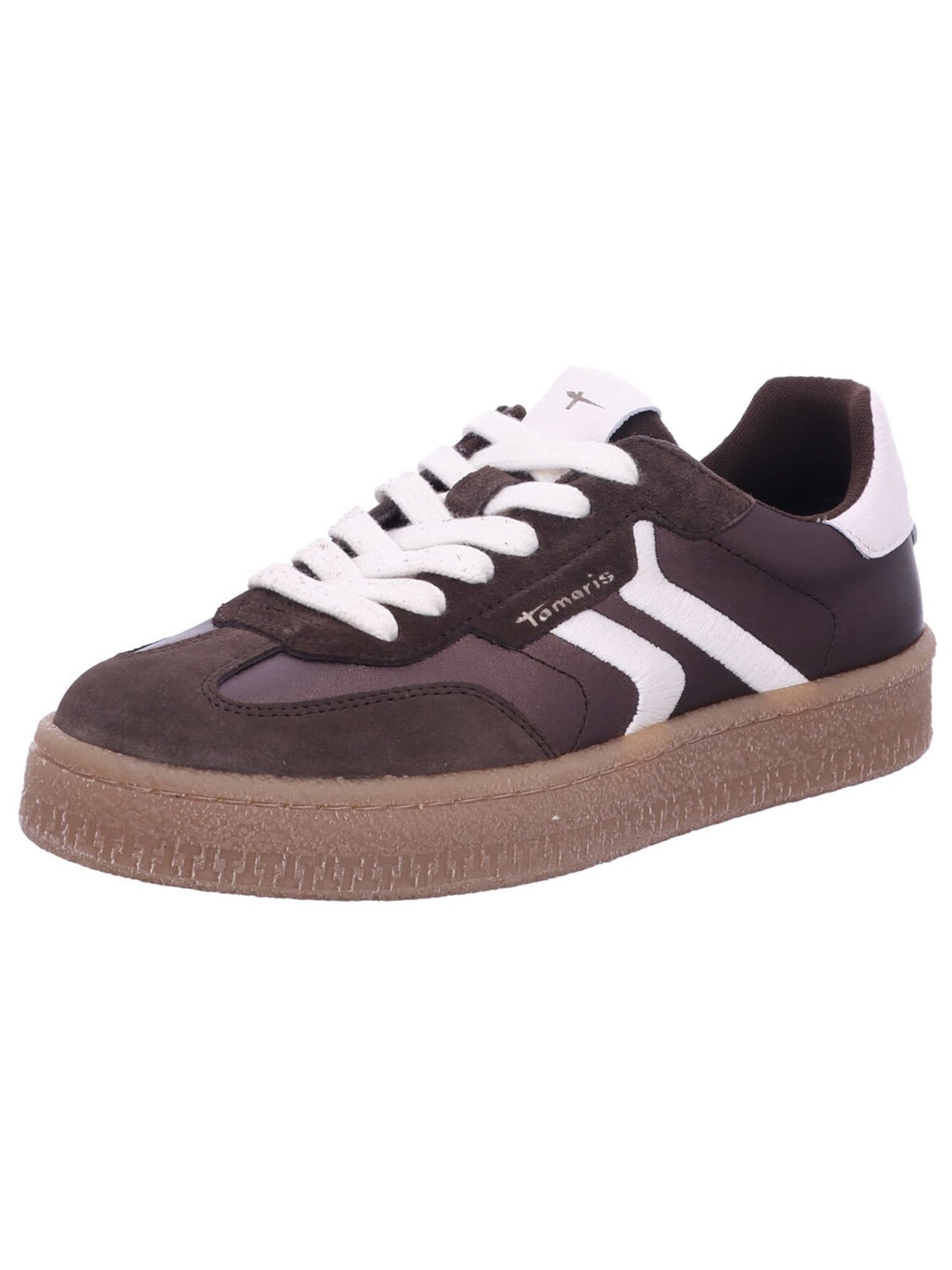 Tamaris Sneakers 'Schnürschuh Damen 1-23723-44 323 Leder-Mix in braun' in Brown: front