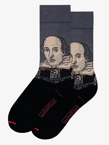MuseARTa Socken 'Martin Droeshout - William Shakespeare' in Schwarz: Vorderseite