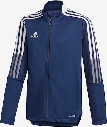 ADIDAS PERFORMANCE Skinny Athletic Jacket in Blue: front