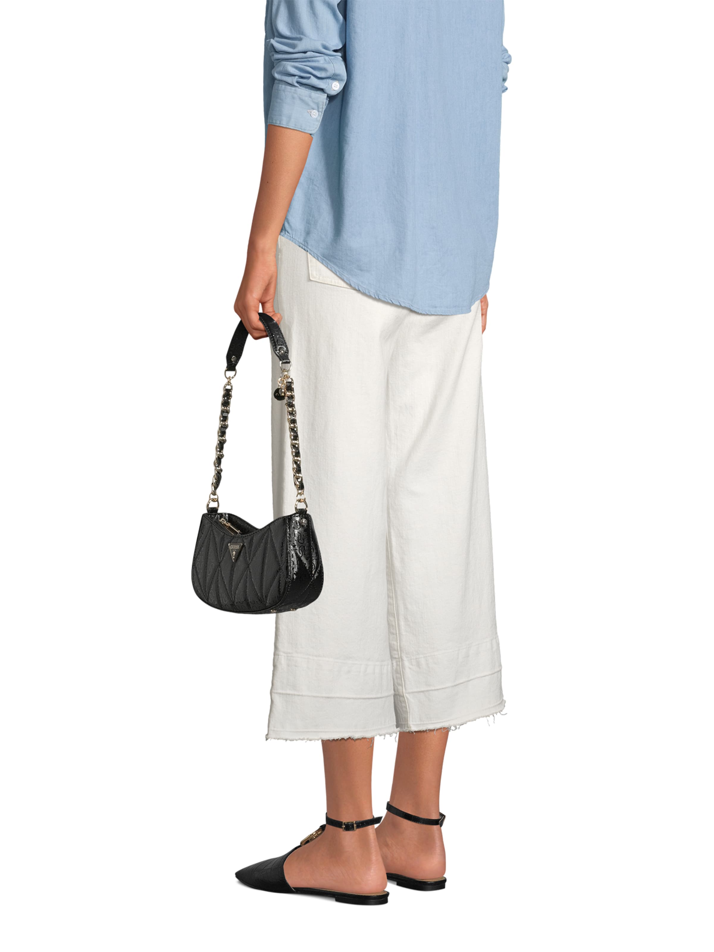 GUESS Τσάντα ώμου 'ALDINA TOP ZIP SHOULDER BAG' σε μαύρο: μπροστά