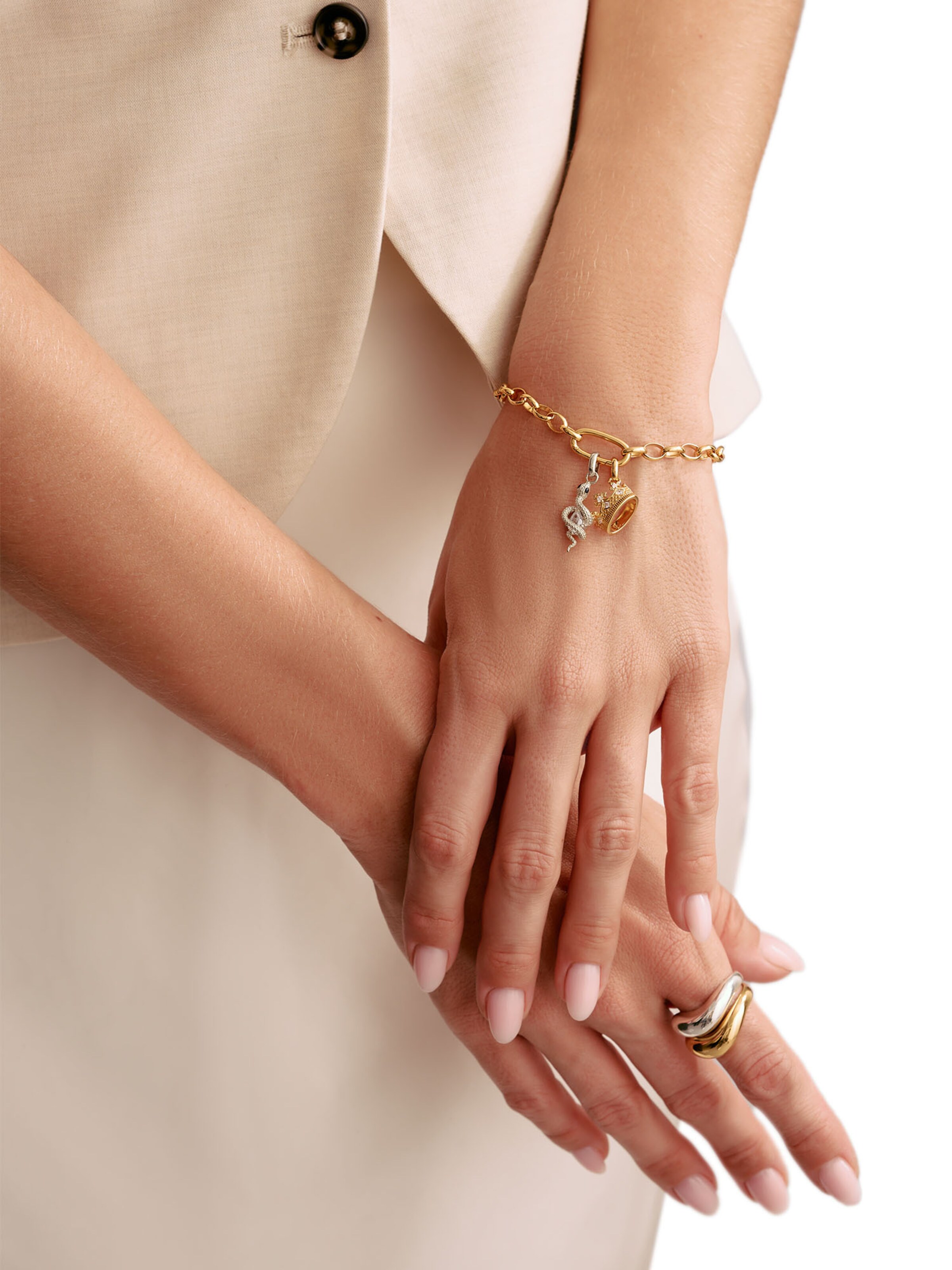 Thomas Sabo Pendant 'Schlange mit Stein Connect' in Silver: front