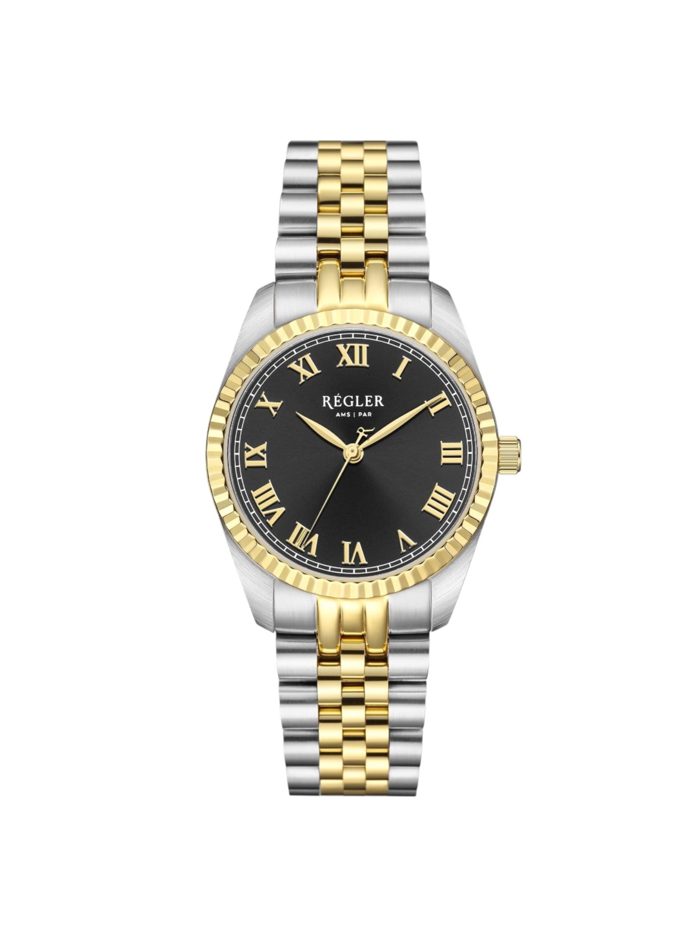 Régler Zegarek analogowy 'Régler Infinité Steel Bicolor Silver/Gold - Black' w kolorze złoty: przód