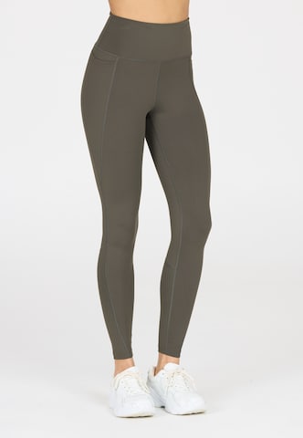Athlecia Skinny Sportbroek 'Aliya' in Bruin: voorkant