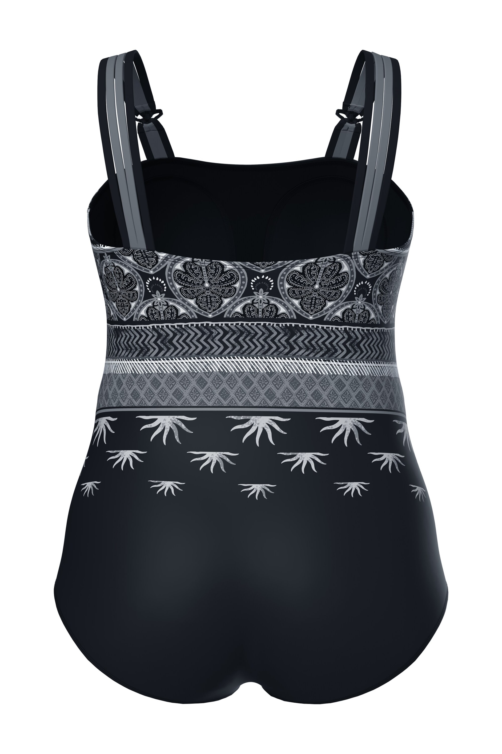 Ulla Popken Bandeau Badeanzug in Schwarz