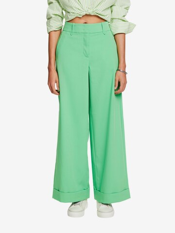 ESPRIT Wide leg Pants in Green: front