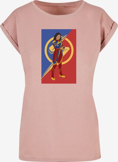 ABSOLUTE CULT T-shirt 'The Marvels - Cutout Pose' en bleu foncé / citron / rose ancienne / rouge sang, Vue avec produit