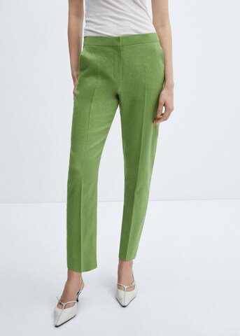 MANGO Regular Панталон с ръб 'Tempoli' в зелено: отпред