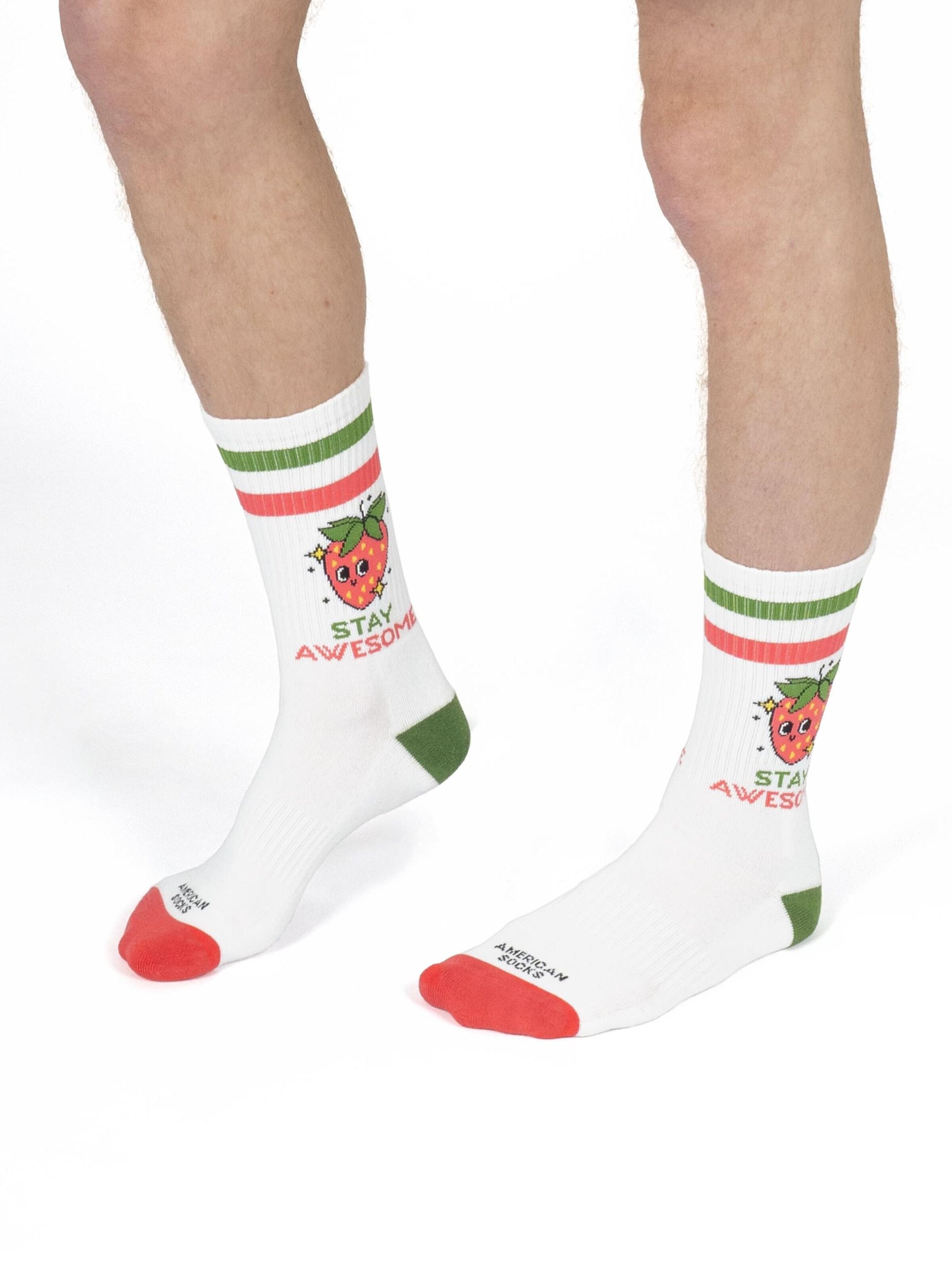 American Socks Socks 'Stay Awesome' in White: front
