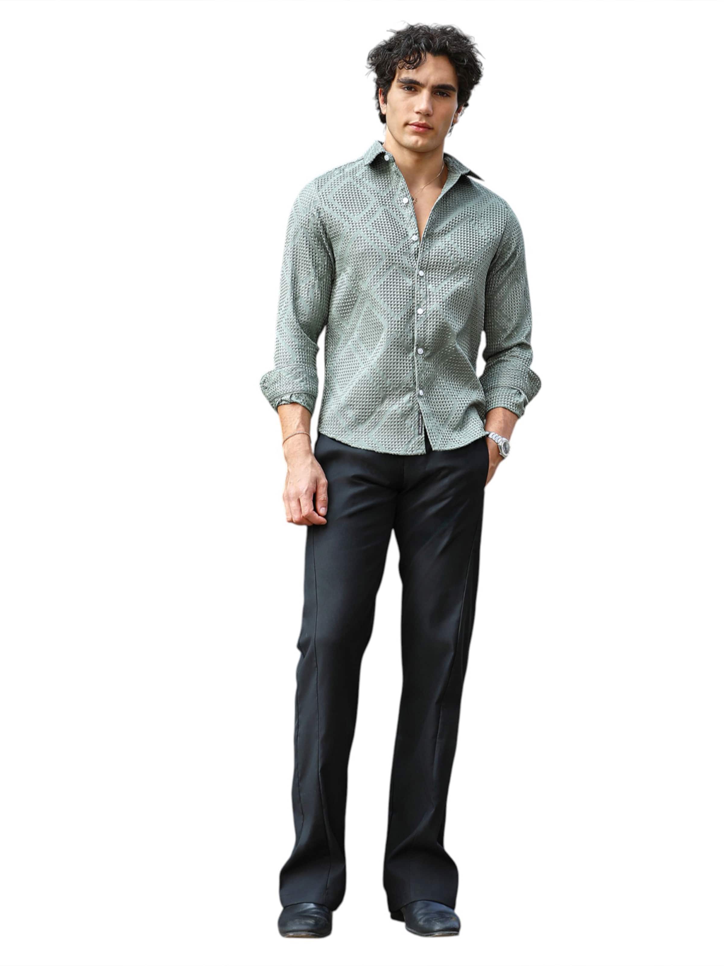 Regular fit Cămașă 'Elliott' de la Campus Sutra pe verde