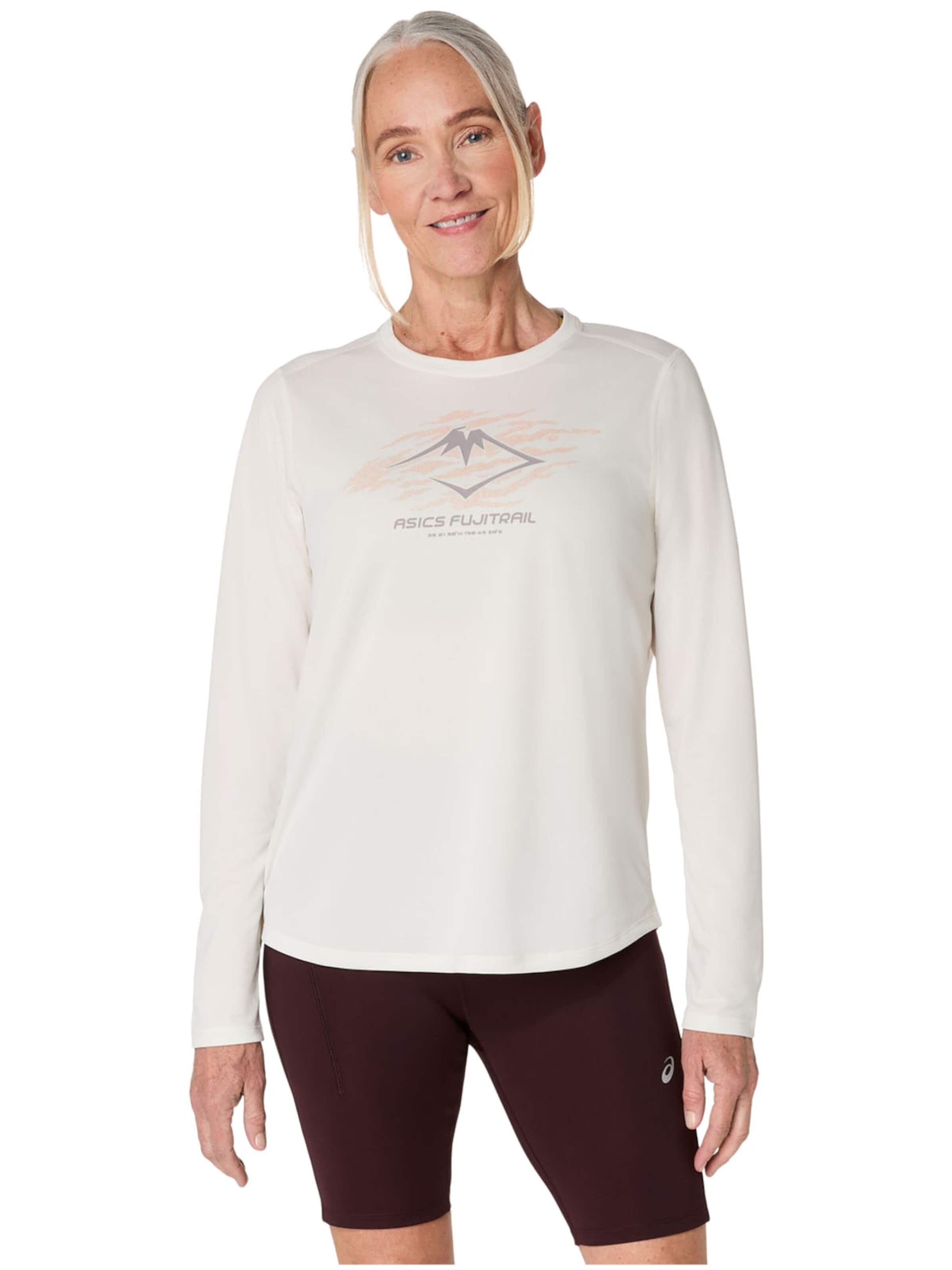 ASICS Shirt 'Fujitrail Logo LS'‌‌‌ in Weiß: Vorderseite