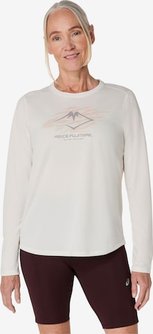 T-shirt 'Fujitrail Logo LS' ASICS en blanc : devant