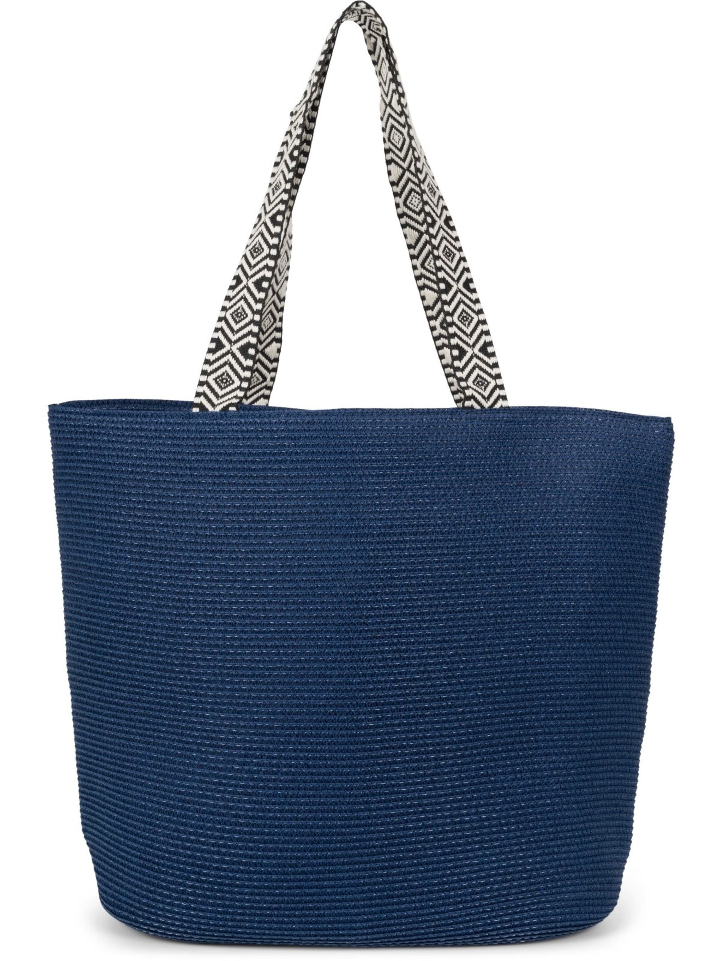 styleBREAKER Strandtasche 'Papierstroh Strandtasche Azteken Muster'‌‌‌ in Blau