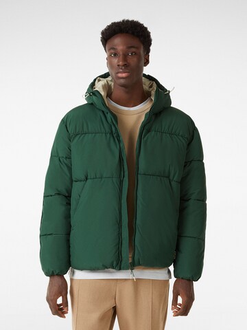 Bershka Zimska jakna | zelena barva: sprednja stran